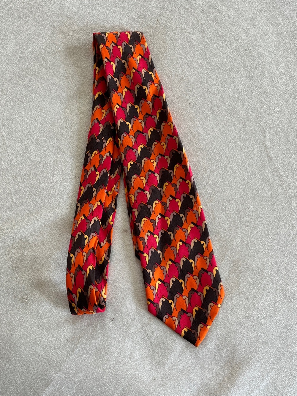 Emilio Pucci Vintage 60’s Silk Tie Orange Pink